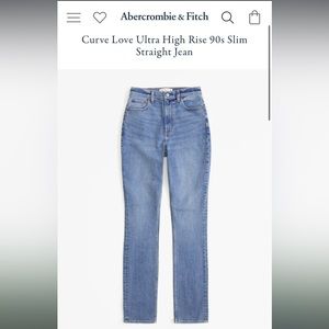 NWT Abercrombie & Fitch Curve Love Ultra High Rise 90s Slim Straight Jean 25L